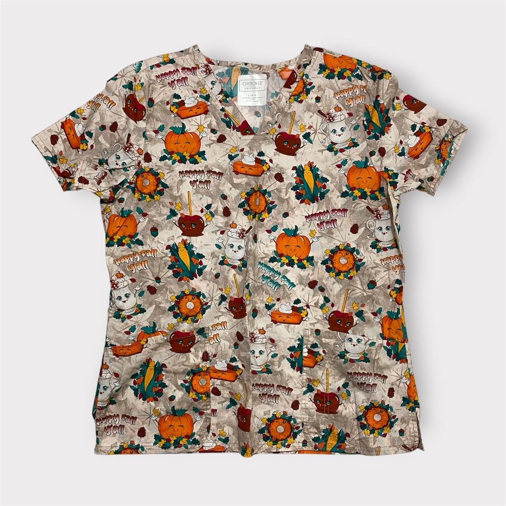 Cherokee Medical Uniforms Women’s Shirt Happy Fall Multicolor Size Large